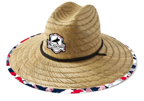 BlacktipH Straw Hat - Red White and Blue Shark Camo - Natural