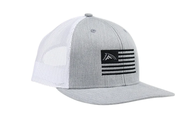 Heather Gray & White Flag Mesh Trucker Hat