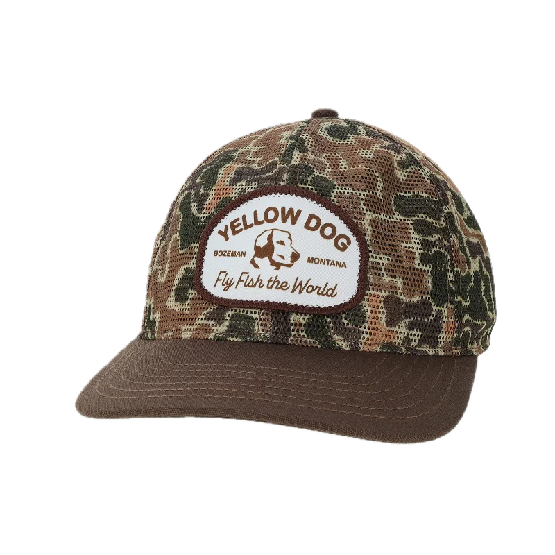 multi-functional fishing multi-tools Mesh Fly Fish the World Hat - Brown Duck Camo