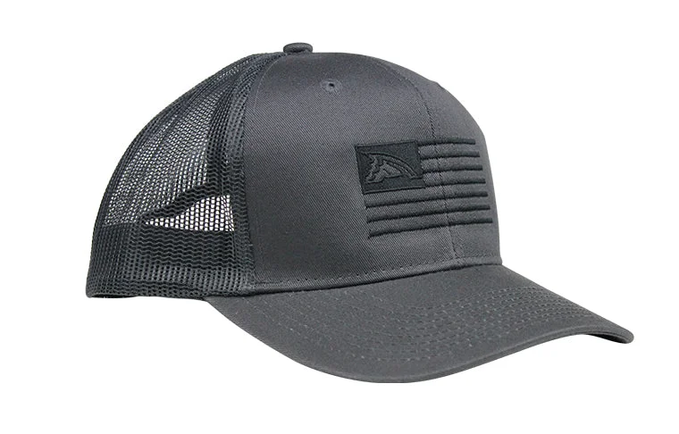 Solid Charcoal Flag Mesh Trucker Hat