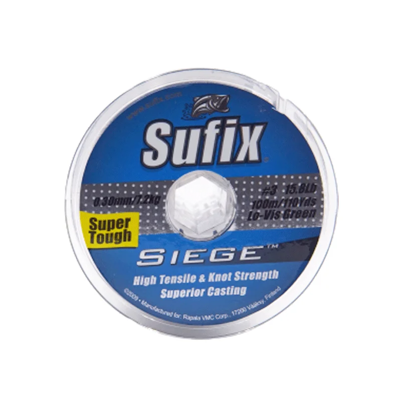 Sufix Siege Monofilament Line | 100Mt / 110Yd | Low-Vis Green | 10 Connected Spools |