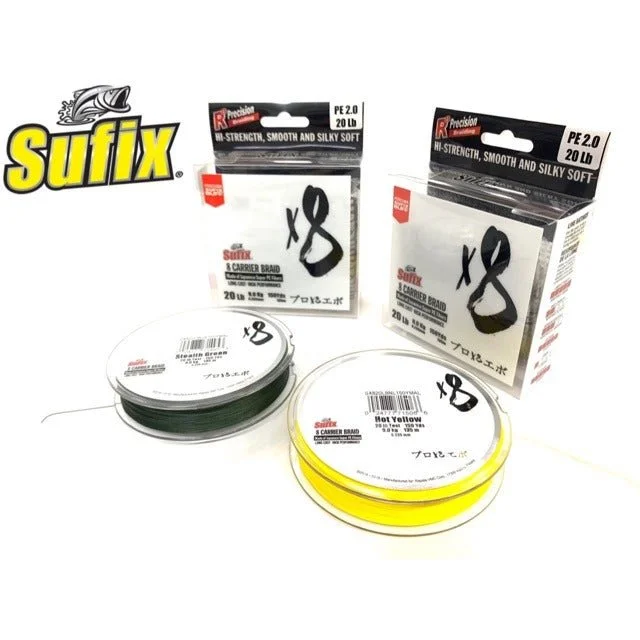 Sufix X8 Carrier Braided Fishing Line | 270Mt / 300Yd | Hot Yellow | Neck Gator Free |