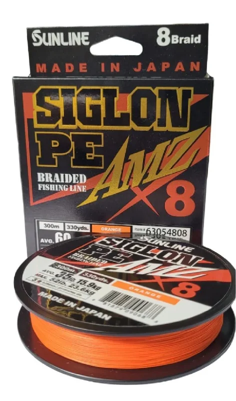 Sunline Siglon PE AMZ X8 Braided Fishing Line | 300Mt / 325Yd | Orange |