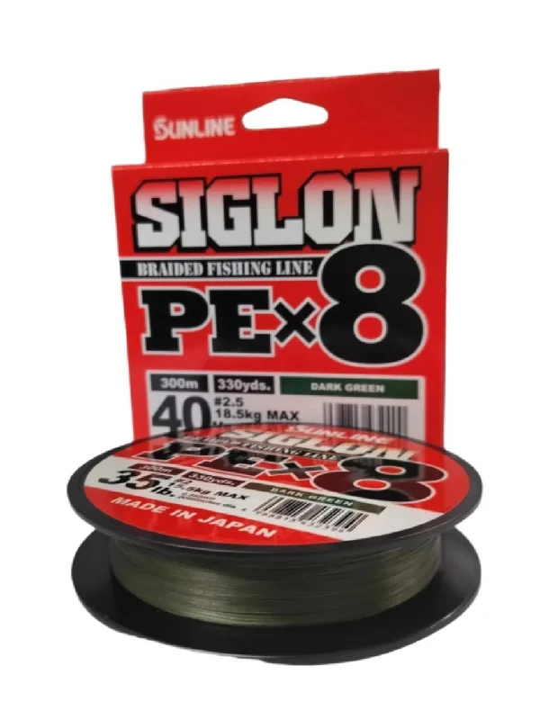 Sunline Siglon PE X8 Braided Fishing Line | 300Mt / 325Yd | Dark Green |