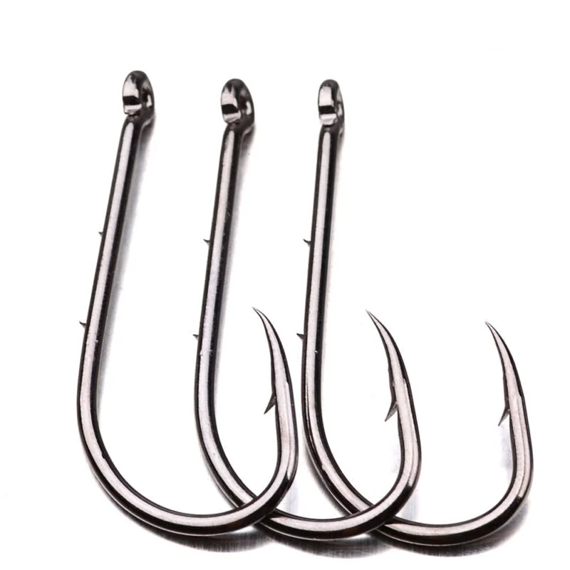 100pcs Barbed Fishhook High-carbon Steel Baitholder Jig Big Sea Fishing Hooks