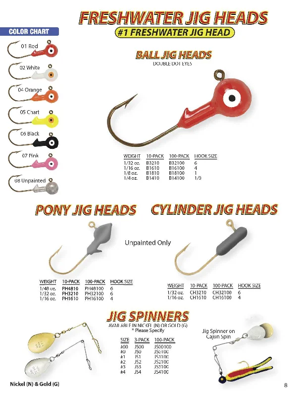 Freshwater Ball Jig Heads (1/32 oz - 1/2 oz)