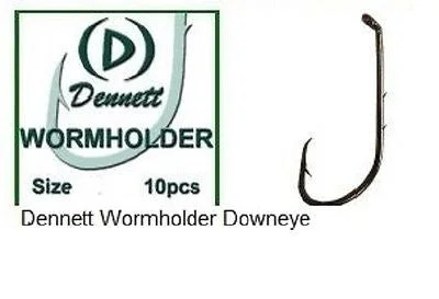 DENNETT DOWN EYE WORM HOLDER /BRONZE BAIT HOOKS Sz 2 - 12