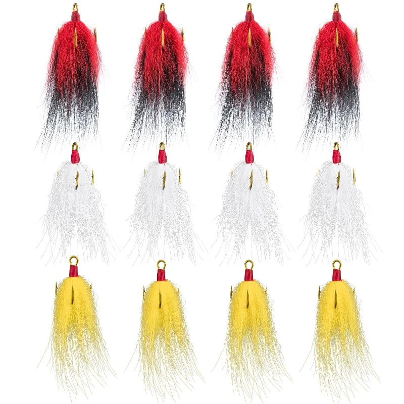 Dr.Fish 12pcs Feather Treble Hooks