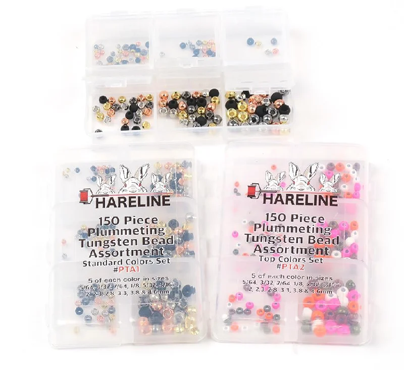 Hareline Plummeting Tungsten Bead 150 Piece Assortment Standard Colors Set #1