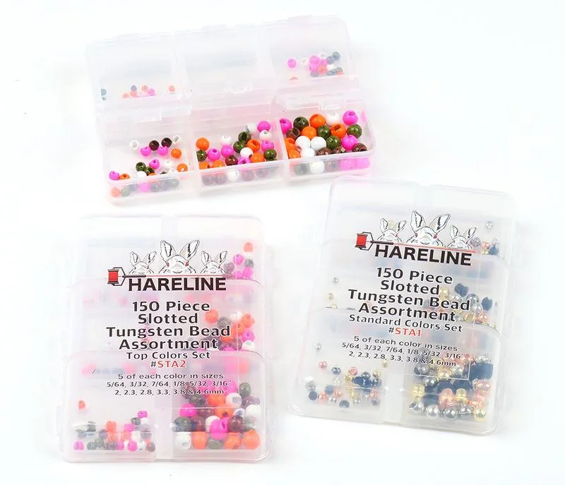 Hareline Slotted Tungsten Bead 150 Piece Assortment Standard Colors Set #1