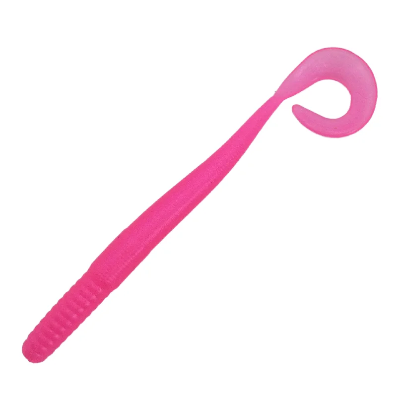 premium artificial squid lures Hot Pink Prism 10 pack- Curlytail Worm 4.5"