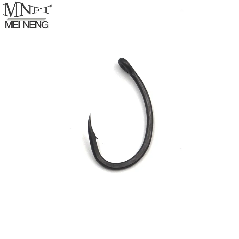 MNFT 100Pcs Teflon Coating Eyed Yn Carp Hooks Arc Barbed High Carbon Steel Matte Black With Barb For Carp Fishing Hook