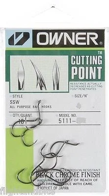 OWNER SSW 5111 CUTTING POINT ALL PURPOSE BAIT FISHING HOOK  Size # 1 # 2