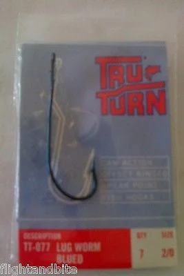 TRU TURN 2/0 LUG WORM / BAITHOLDER HOOKS BLUED -  TT 077